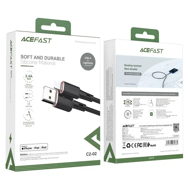Кабель Acefast C2-02 UBC-A to Lighting zinc alloy charging [Black]